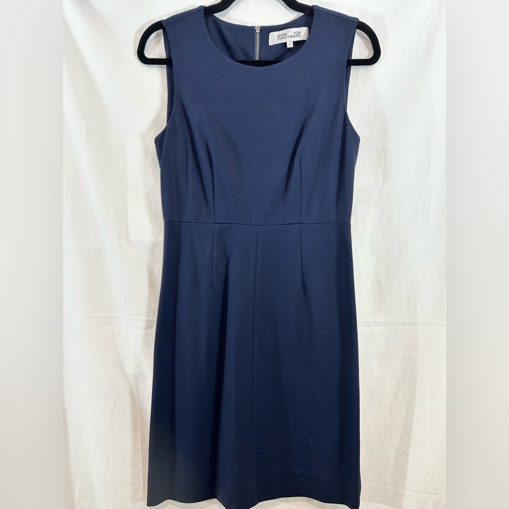 DVF Navy‎ Blue Sleeveless Dress Size 2 EUC